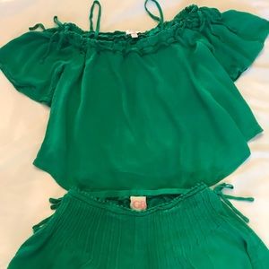 Girls Green Short Set